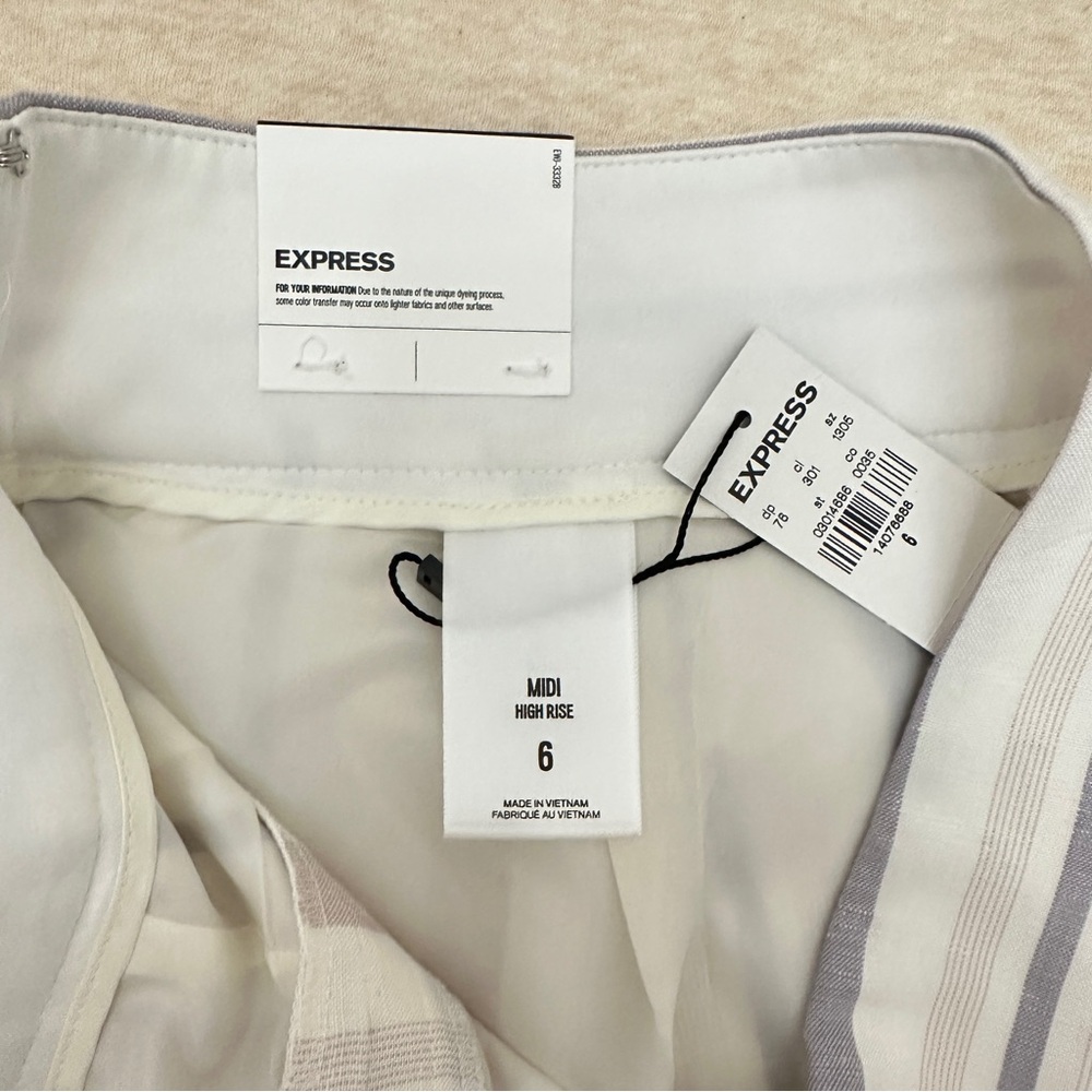 Express Women’s High Rise Midi Cream Linen With Zip Short Size 6 - Picture 4 of 13